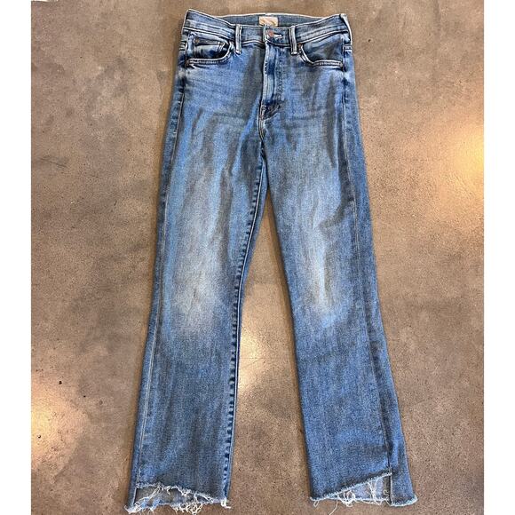 MOTHER insider crop step fray denim Jeans Womens 26 straight leg pants